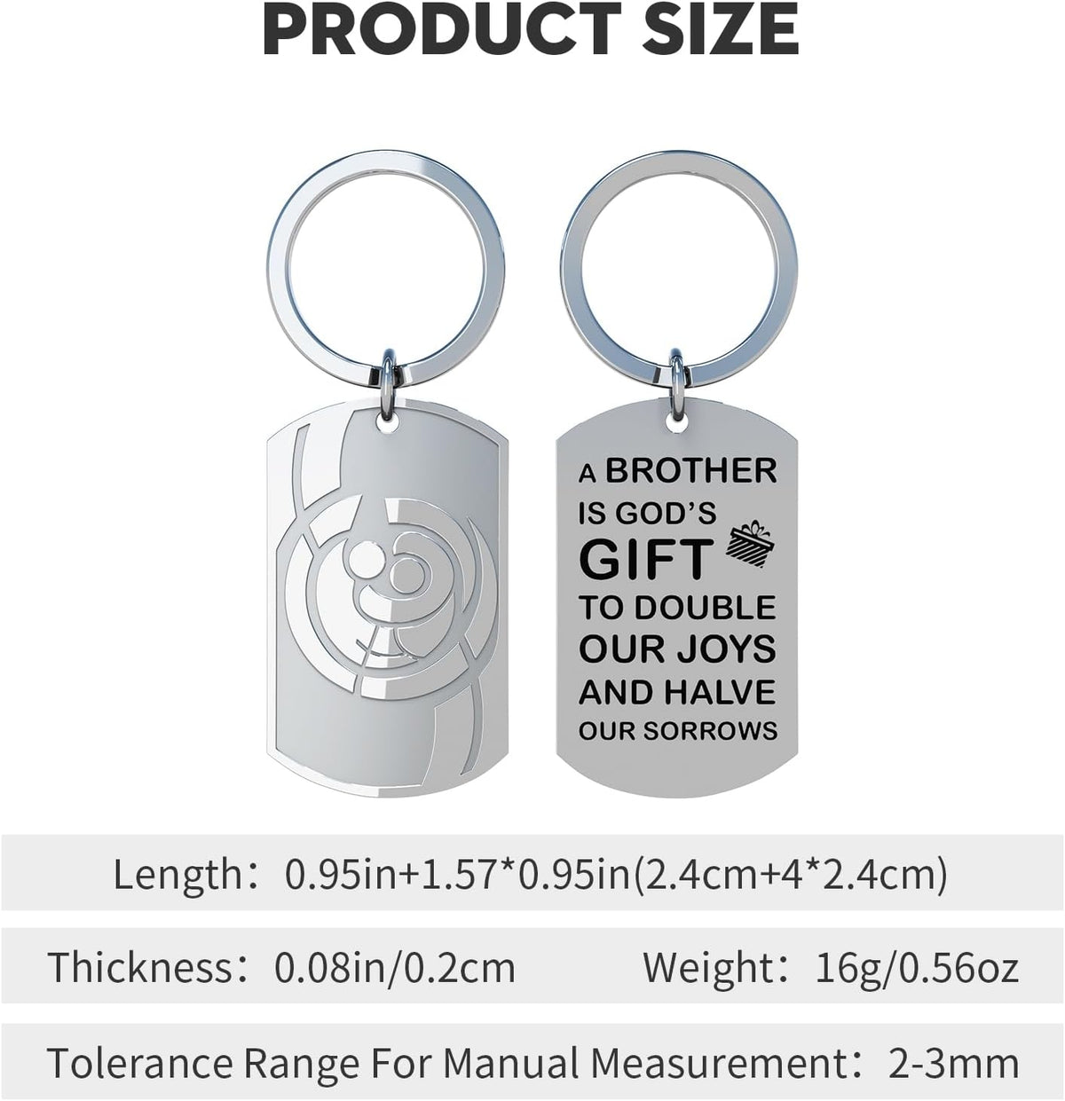 Brother Keychain Gift – Stainless Steel Keepsake with Gift Box - image 2