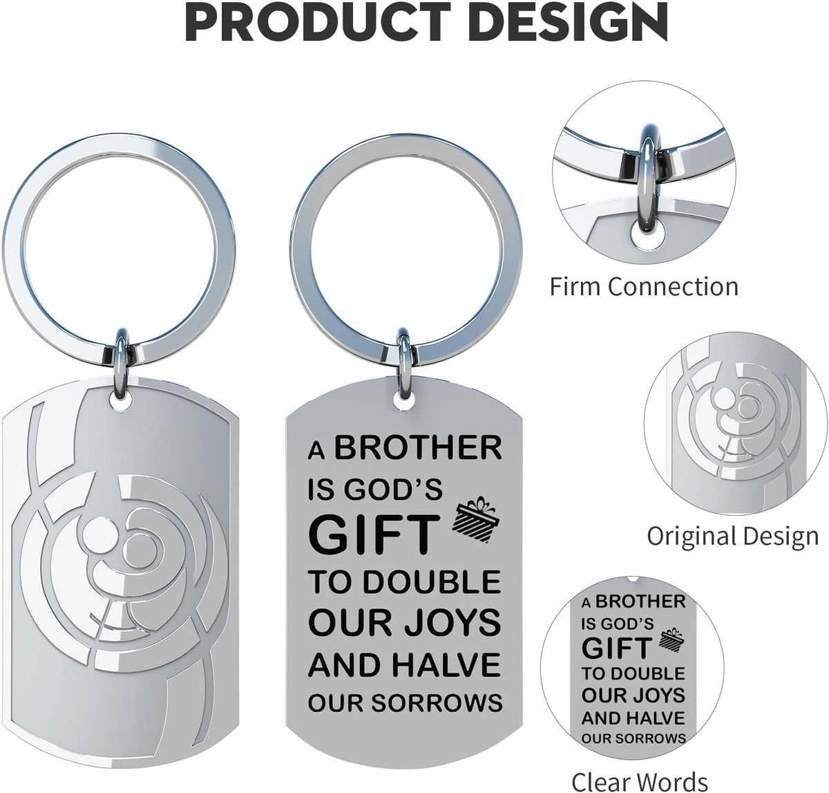 Brother Keychain Gift – Stainless Steel Keepsake with Gift Box - image 3